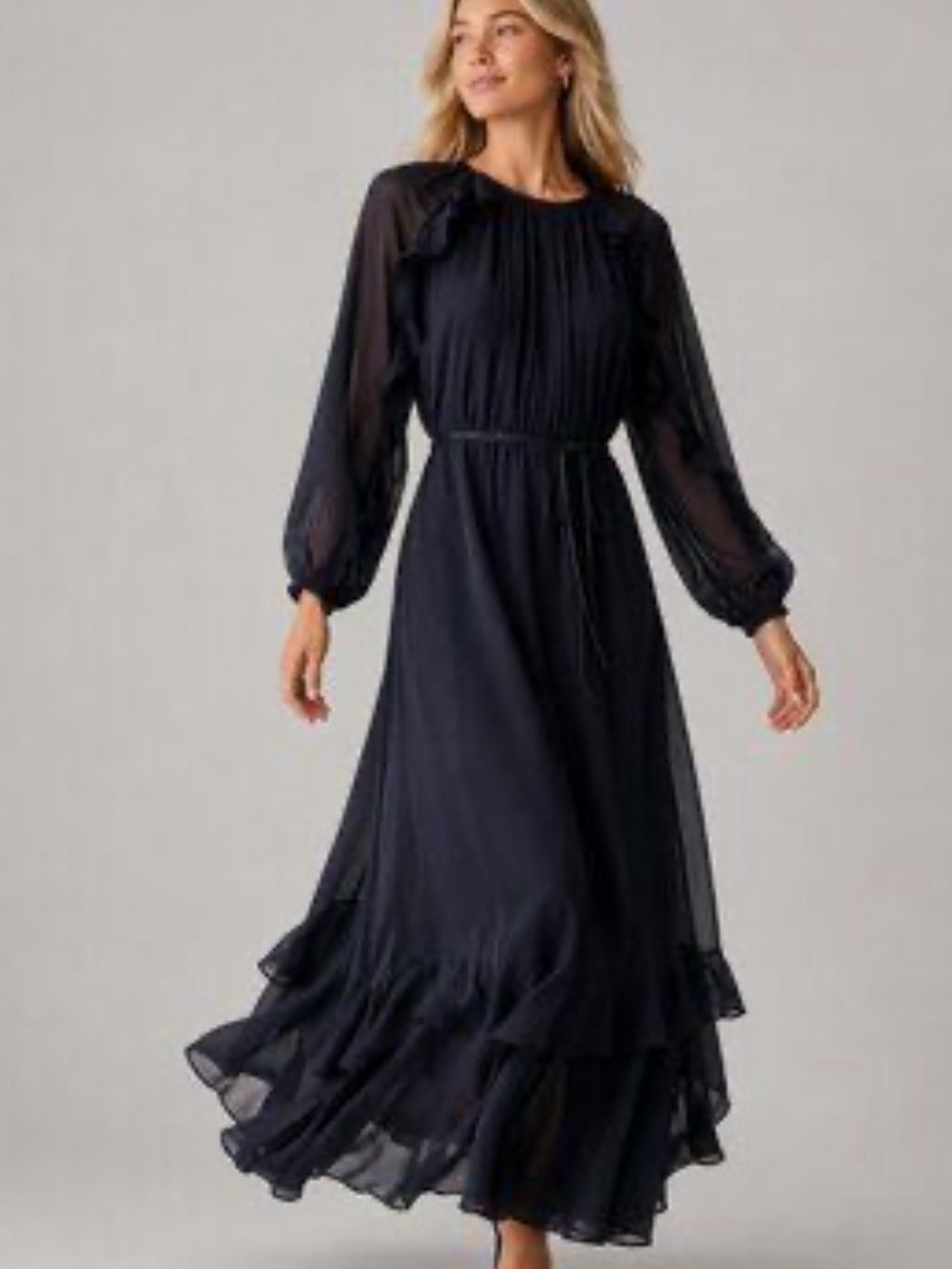 Ann Taylor Sheer Chiffon Swing Maxi Dress
